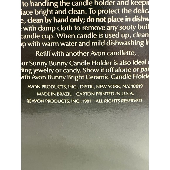 NEW Avon 1981 White Sunny Bunny Ceramic Candle Holder Hand Painted W/Candle - Picture 12 of 13